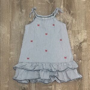 Luigi Kids Striped Embroidered Crab Cotton Tank Dress size 7
